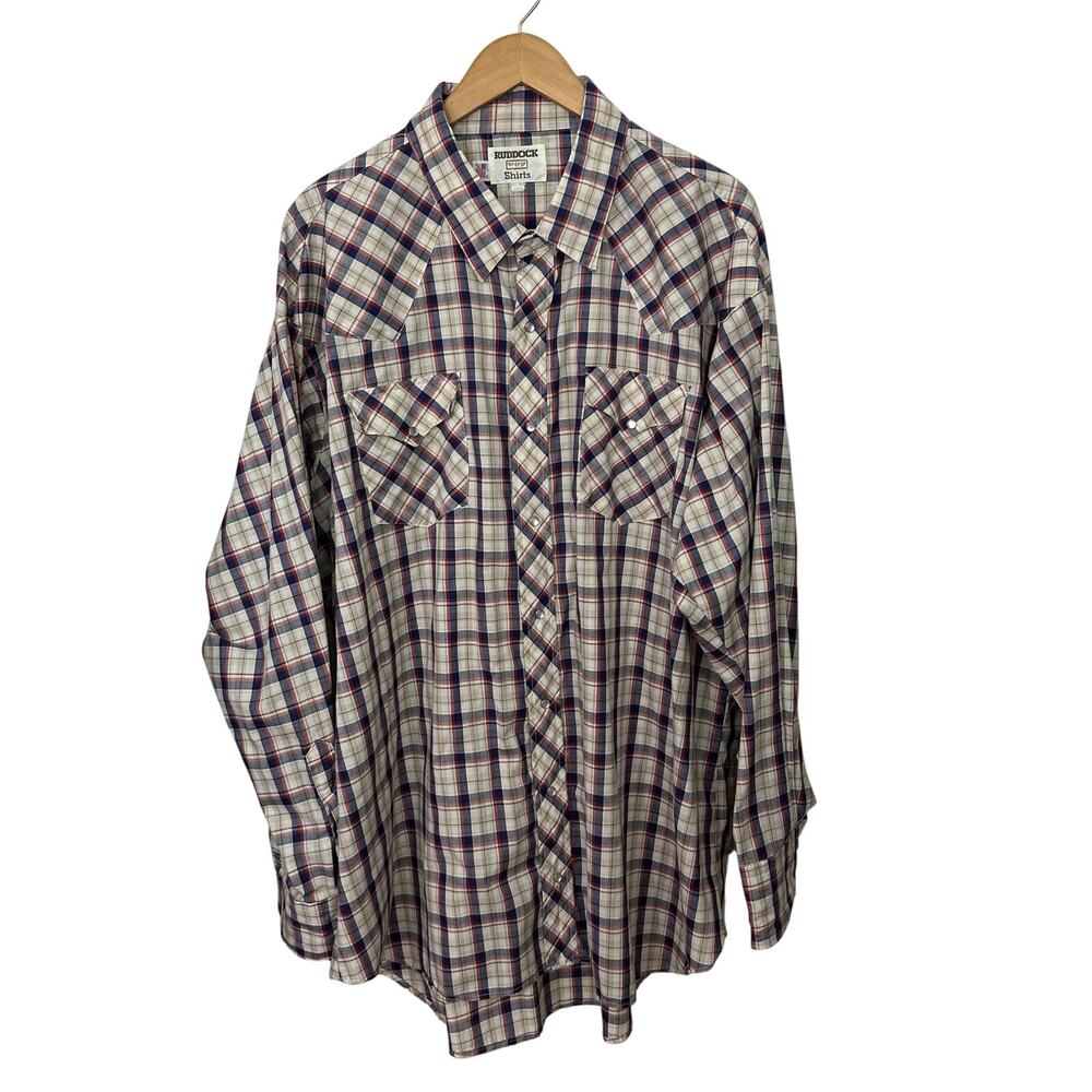 Vintage Ruddock Pearl Snap Shirt 20x36 Big‎ Man Plaid USA Western Retro 90s